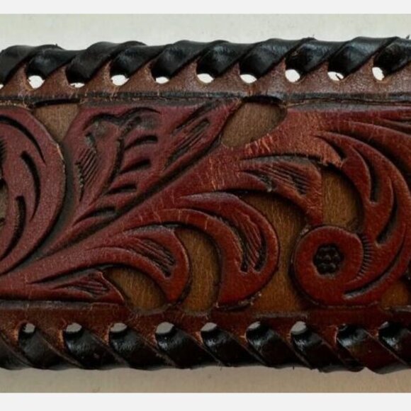Wrangler Men's Full Grain Leather Belt Size 34 Brown/Black Color New - Picture 4 of 8